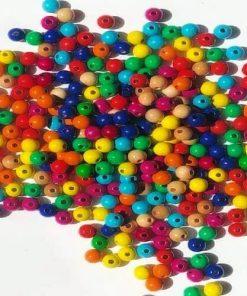 Perles bois colorées gros lot X500 bijoux bracelet collier bague attache tetine