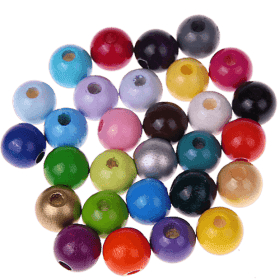 perles en bois colorées