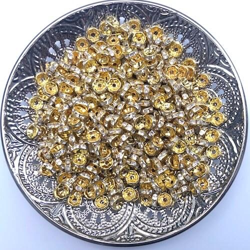 perles plates strass or doré pour bracelet bijoux bague collier loisirs creatifs, perles intercalaires