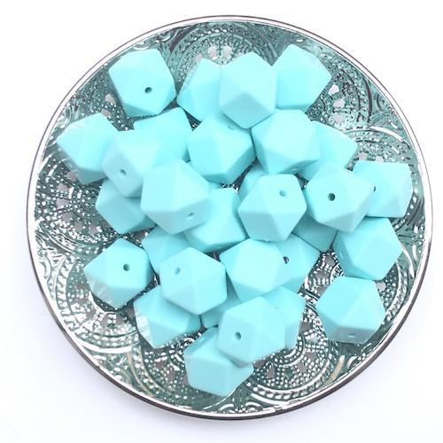 Perles silicone alimentaire bleu pour attache tétine collier d'allaitement bleu