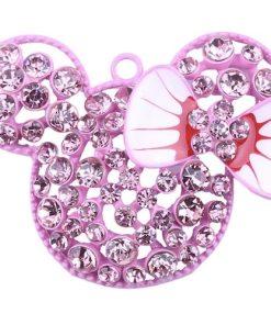 Pendentif strass bijoux rose en métal , breloque minnie disney