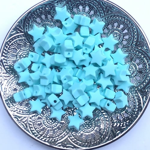 Grossiste en perles pour particuliers et professionnels perles en silicone étoiles bleu X5 silicone alimentaire bébé