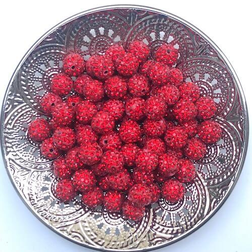 Perle bijoux bracelet strass rouge 10mm