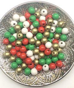 Perles bois colorees noel 10 MM pour attache tetine creation bijoux
