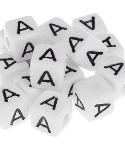 Perles lettres alphabet plastique A X5 pour bijoux fantaisie collier bracelet attache tetine personnalisée