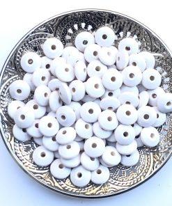 Perles en bois plates blanches 14 MM X30 intercalaire séparatrices pour bijoux et attache tetine
