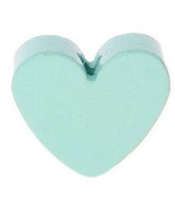 Perle fantaisie coeur menthe en bois pour loisirs créatifs, bijoux attache tétine