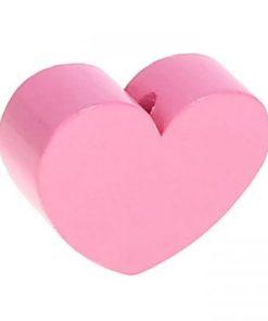 Perle fantaisie bois coeur rose attache tetine
