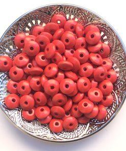 Perles plates rouge 14 MM X30 en bois pour bijoux attache tétine perles intercalaire, séparateur