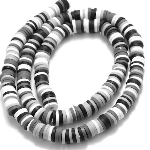 Lot De 40 Perles Heishi Plates En Howlite Beige - 6x3 Mm Rondes - Pour Création De Bijoux