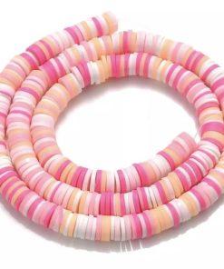 Perles plates heishi bracelet roses 6 mm X300