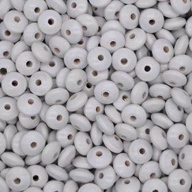 lot perles en bois gris clair diamètre 10 mm plates