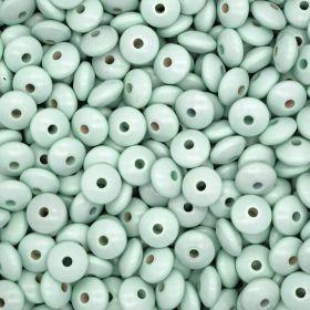 lot perles en bois vert menthe diamètre 10 mm plates